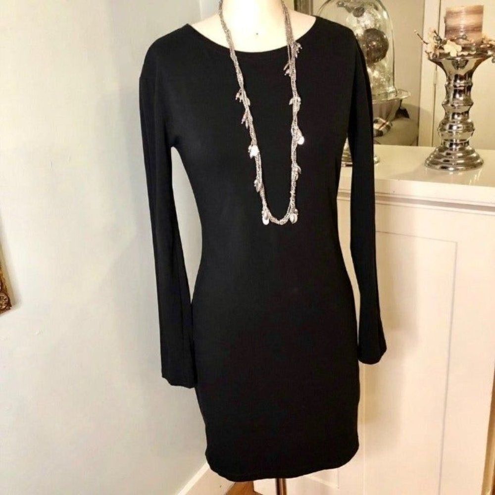 Piko Solid Black Bodycon Dress Small - Picture 5 of 8